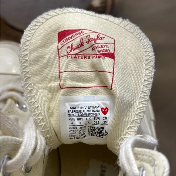 Comme des Garçons PLAY x Converse Chuck 70 High Top Sneakers - Picture 7 of 9